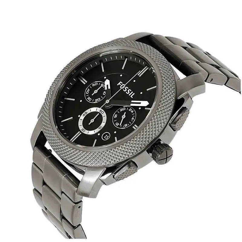 Fossil Machine Black Chronograph Dial Smoke-colored Men's Watch- FS4662